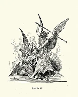 An angel and demon fighting, Good vs Evil An angel and demon fighting, Good vs Evil