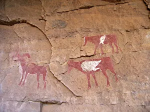 Three Animals, Rock painting in the Sahara Three Animals, Rock painting in the Sahara