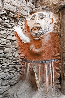 Animistic figure as a guard at the entrance to a house, Kagbeni village, Lower Mustang Animistic figure as a guard at the entrance to a house, Kagbeni village, Lower Mustang