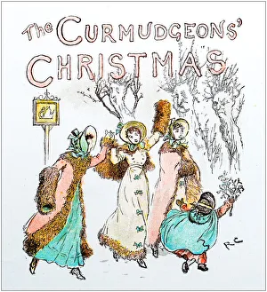 Antique color illustration by Randolph Caldecott Curmudgeons Christmas Antique color illustration by Randolph Caldecott Curmudgeons Christmas