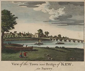 Antique Coloured Engraving of Kew in Surrey Antique Coloured Engraving of Kew in Surrey