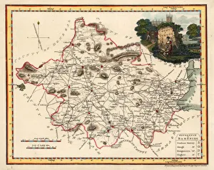 Antique Engraving of County of Tyrone in Ireland Antique Engraving of County of Tyrone in Ireland