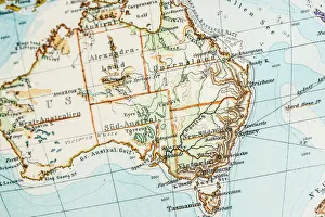 Antique German atlas map close up: Australia Antique German atlas map close up: Australia