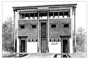 Antique illustration of ancient Egyptian house Antique illustration of ancient Egyptian house