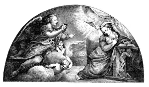 Antique illustration of Annunciation by Correggio Antique illustration of Annunciation by Correggio