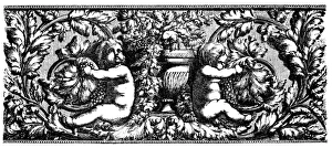 Antique illustration of frieze with two Cupids Antique illustration of frieze with two Cupids