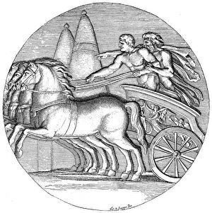 Apollo Collection: Antique illustration of Heracles driving the Sun chariot