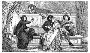 Antique illustration of Italian medieval poets Antique illustration of Italian medieval poets