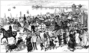 Antique illustration by Randolph Caldecott: Brighton Antique illustration by Randolph Caldecott: Brighton