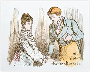 Antique illustration by Randolph Caldecott: Couple Antique illustration by Randolph Caldecott: Couple
