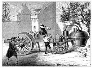 Antique illustration of scientific discoveries: Steam powered car Antique illustration of scientific discoveries: Steam powered car