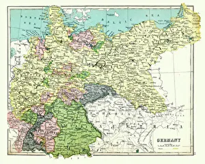 Maps Gallery: Antique map of Germany, 1897, late 19th Century
