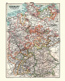 Antique Map of Germany, Western section, 19th Century Antique Map of Germany, Western section, 19th Century