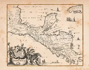 Maps Gallery: Antique map of Honduras Yucatan and Mexico 1671
