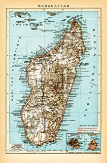 Antique map of island Madagascar 1896 Antique map of island Madagascar 1896