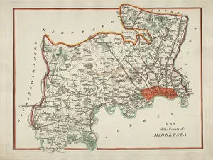 Images Dated 14th April 2014: Antique Map of Middlesex