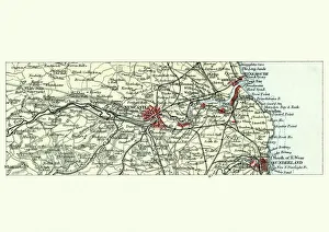 Antique map, Newcastle upon Tyne and Sunderland, 19th Century Antique map, Newcastle upon Tyne and Sunderland, 19th Century