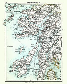 Vintage Collection: Antique map, Scotland, Jura, Mull, Argyll, Islay 19th Century