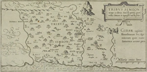 Antique map showing distribution of Simeon tribe in the holy land Antique map showing distribution of Simeon tribe in the holy land