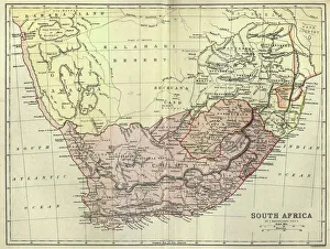 Antique map of South Africa, 1884, 19th Century Antique map of South Africa, 1884, 19th Century
