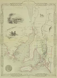 Immigrant Gallery: Antique map of South Australia with vignettes