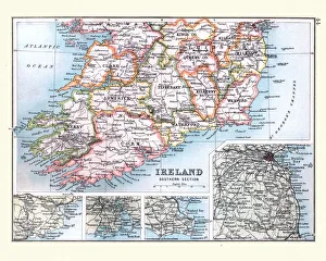 Antique Map of Southern Ireland, detail of Dublin, 19th Century Antique Map of Southern Ireland, detail of Dublin, 19th Century