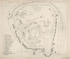 Antique Plan of Regents Park, London. 1827 Antique Plan of Regents Park, London. 1827