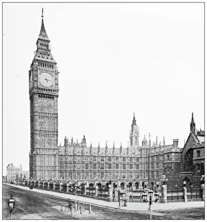 Antique travel photographs of London: Big ben Antique travel photographs of London: Big ben