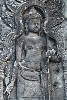 Apsara stone craft damaged by ammo during war in the past at Phnom Bakheng famous place Apsara stone craft damaged by ammo during war in the past at Phnom Bakheng famous place