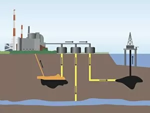 Fossil Fuel Gallery: Aquifer, Arrow Sign, Carbon Dioxide, Close-Up, Coal, Connection, Cross Section, Day