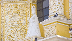 Architectural close up of Colonial church of Nuestra SeA±ora de la Merced, Antigua Architectural close up of Colonial church of Nuestra SeA±ora de la Merced, Antigua