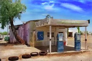 California Prints: Quartzsite Gas Station Print, Arizona Desert Landscape