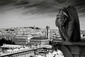 Notre Dame Gargoyle Print: Practical Drainage of Parisian Icon