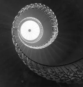 Prints of The main spiral staircase at Queens House, Greenwich, London. Original Publication: Picture Post - 7277 - Greenwich Staircase - unpub. (Photo by Raymond Kleboe/Getty Images) Architecture Prints: The Main Spiral Staircase Print at Queens House, Greenwich