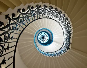 Prints of The sweeping Tulip Stairs are one of the original features of the Queens House. This ornate, wrought iron structure was the first geometric self-supporting spiral stair in Britain Architecture Prints: Spiral Staircase Print at Queens House, Greenwich