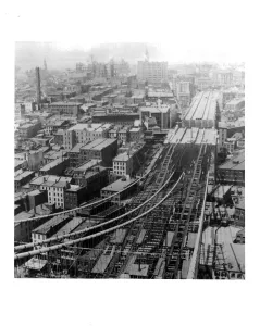 Manhattan Side Print of the Brooklyn Bridge Under Construction