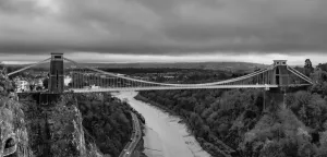 Black and White Clifton Suspension Bridge Print, 1864