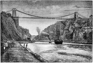 Vintage Engraving Print of Clifton Suspension Bridge
