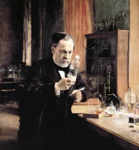 Prints of Louis Pasteur In His Laboratory a portrait of French chemist and biologist Louis Pasteur (1822 - 1895), by Albert Edelfelt, 1885. (Photo by Ann Ronan Pictures/Print Collector/Getty Images) Legends And Icon Prints: Print of Louis Pasteur in his laboratory