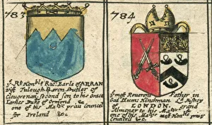 Arran and Hinchman coat of arms copperplate 17th century Arran and Hinchman coat of arms copperplate 17th century