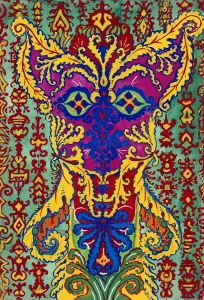 Louis Wain Art Prints: cat standing on its hind legs