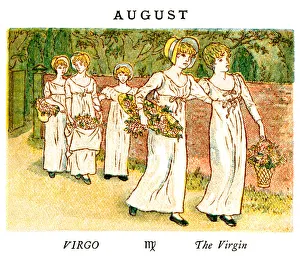 <b class=qtipBold><figcaption>August - Kate Greenaway, 1884</figcaption></b><br>From the Kate Greenaway Almanack for 1884, an illustration for the month of August. The Almanack for 1884 by Kate Greenaway was published by George Routledge & Sons of London and New York.<br><em>© Linda Steward</em> August - Kate Greenaway, 1884