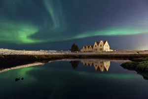 Images Dated 31st December 2016: Aurora Borealis over the sky in winter