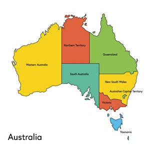 australia, map, country - geographic area, local landmark, color image, vector, illustration australia, map, country - geographic area, local landmark, color image, vector, illustration