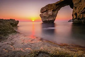 The Azure Window natural arch at sunset