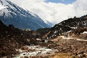 The backcountry roads in the north of Sikkim The backcountry roads in the north of Sikkim