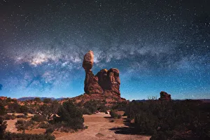 <b class=qtipBold><figcaption>Balanced Rock Milky Way</figcaption></b><br>The Balanced Rock with an upside down milky way. This was a double exposure with the ground shot during the day and sky shot at night.<br><em>© Robert Loe</em> Balanced Rock Milky Way