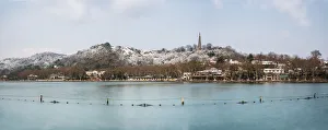 Baochu Pagoda and Baoshi Hill of the West Lake in snow, Hangzhou, Zhejiang, China Baochu Pagoda and Baoshi Hill of the West Lake in snow, Hangzhou, Zhejiang, China