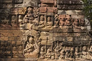 Bas-relief at the Terrace of the Leper King, Elephant Terrace, Angkor Thom, Siem Reap Bas-relief at the Terrace of the Leper King, Elephant Terrace, Angkor Thom, Siem Reap
