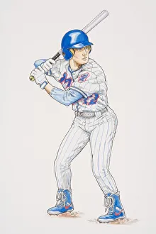 Baseball player poised in batting position Baseball player poised in batting position